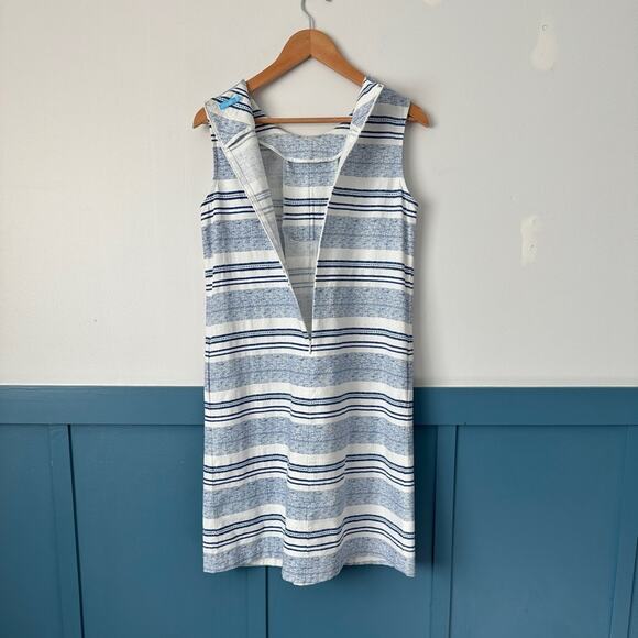 J. McLaughlin XS Navy Striped Tracy Shift Dress A-Line Pockets Cotton - Picture 5 of 7
